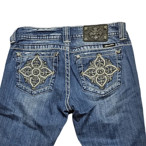 Miss Me Blue Skinny Jeans with Ornate Embellishments - Picture 2 of 8